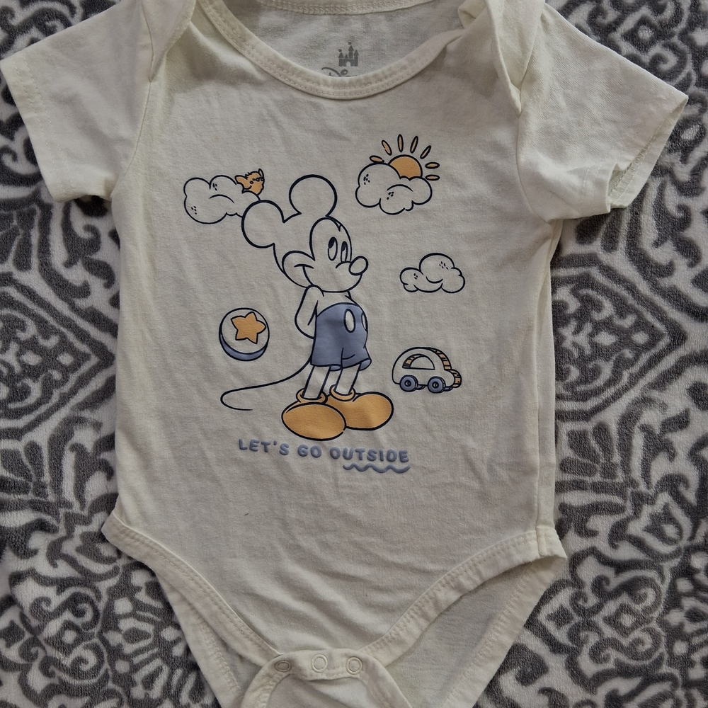Disney Cream and Blue Mickey Mouse Bodysuit